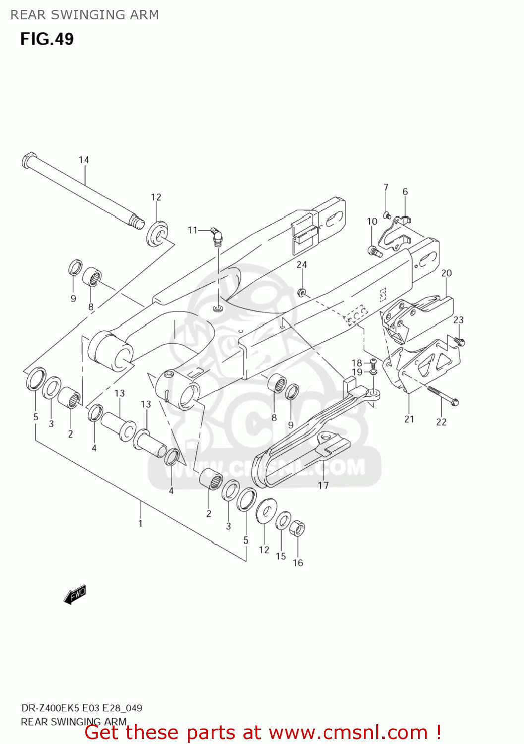 REAR SWINGING ARM DR-Z400E 2005 (K5) USA (E03) DRZ400E DR Z400E