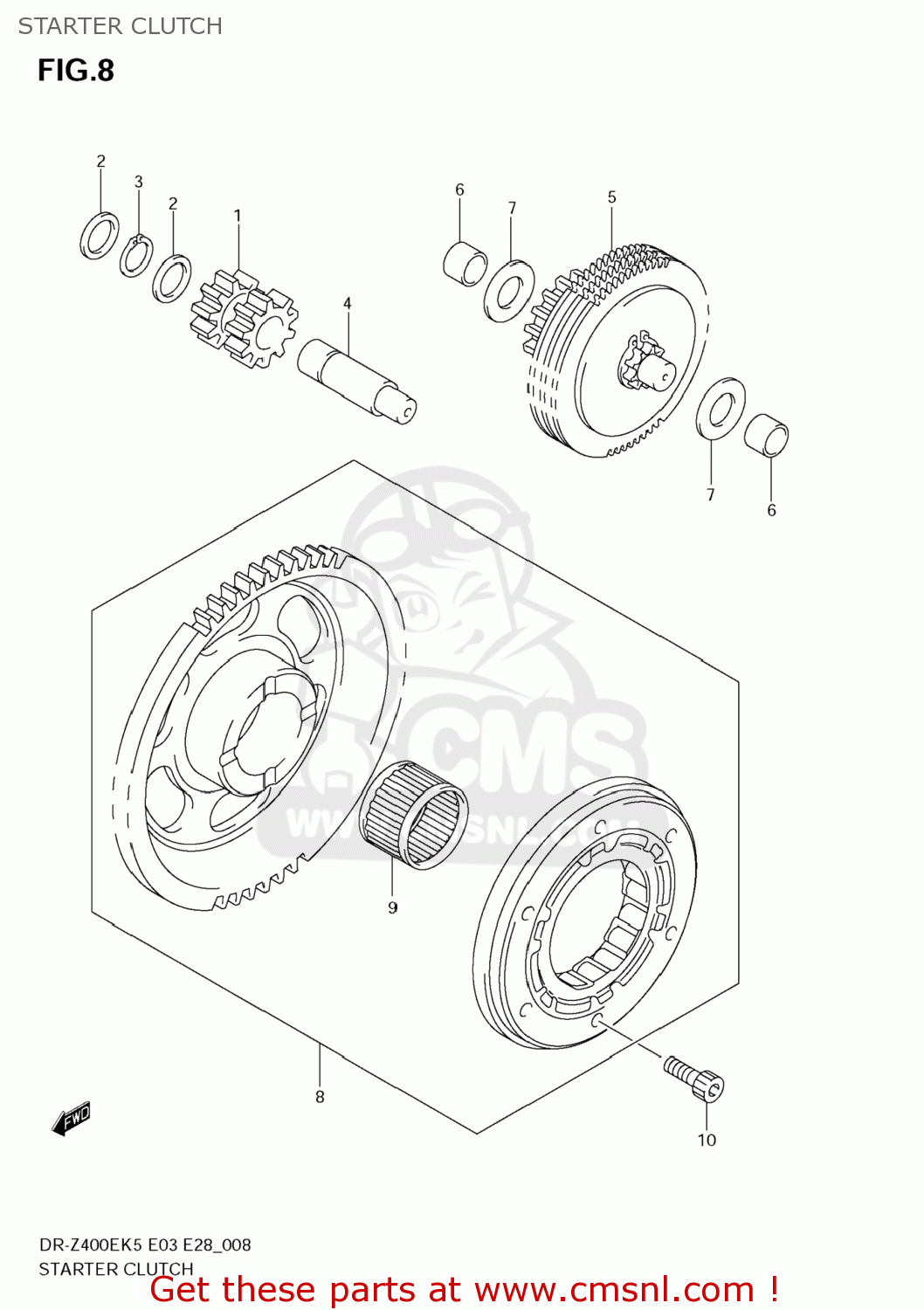 STARTER CLUTCH DR-Z400E 2005 (K5) USA (E03) DRZ400E DR Z400E