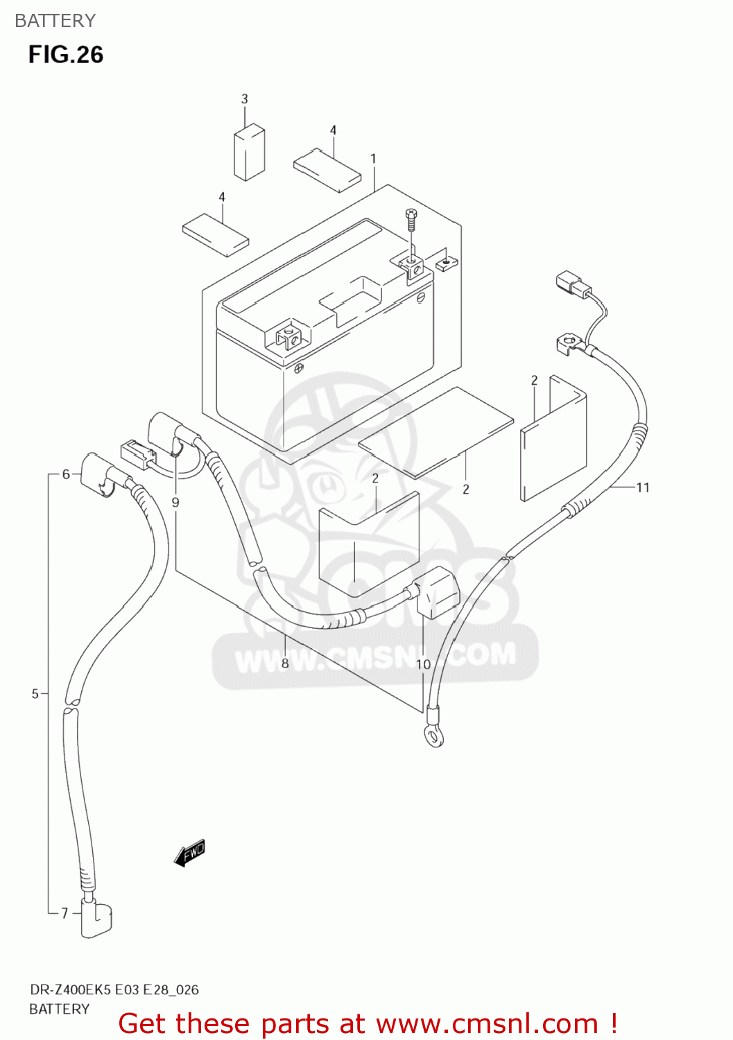 BATTERY DR-Z400E 2006 (K6) USA (E03) DRZ400E DR Z400E