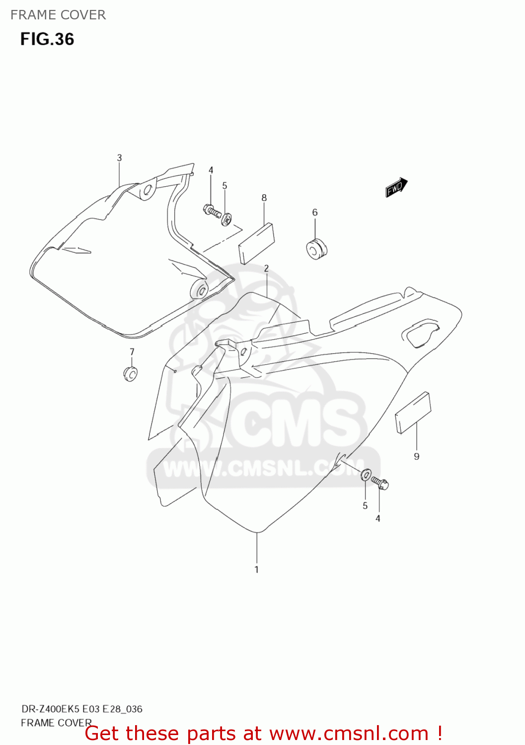 FRAME COVER DR-Z400E 2006 (K6) USA (E03) DRZ400E DR Z400E