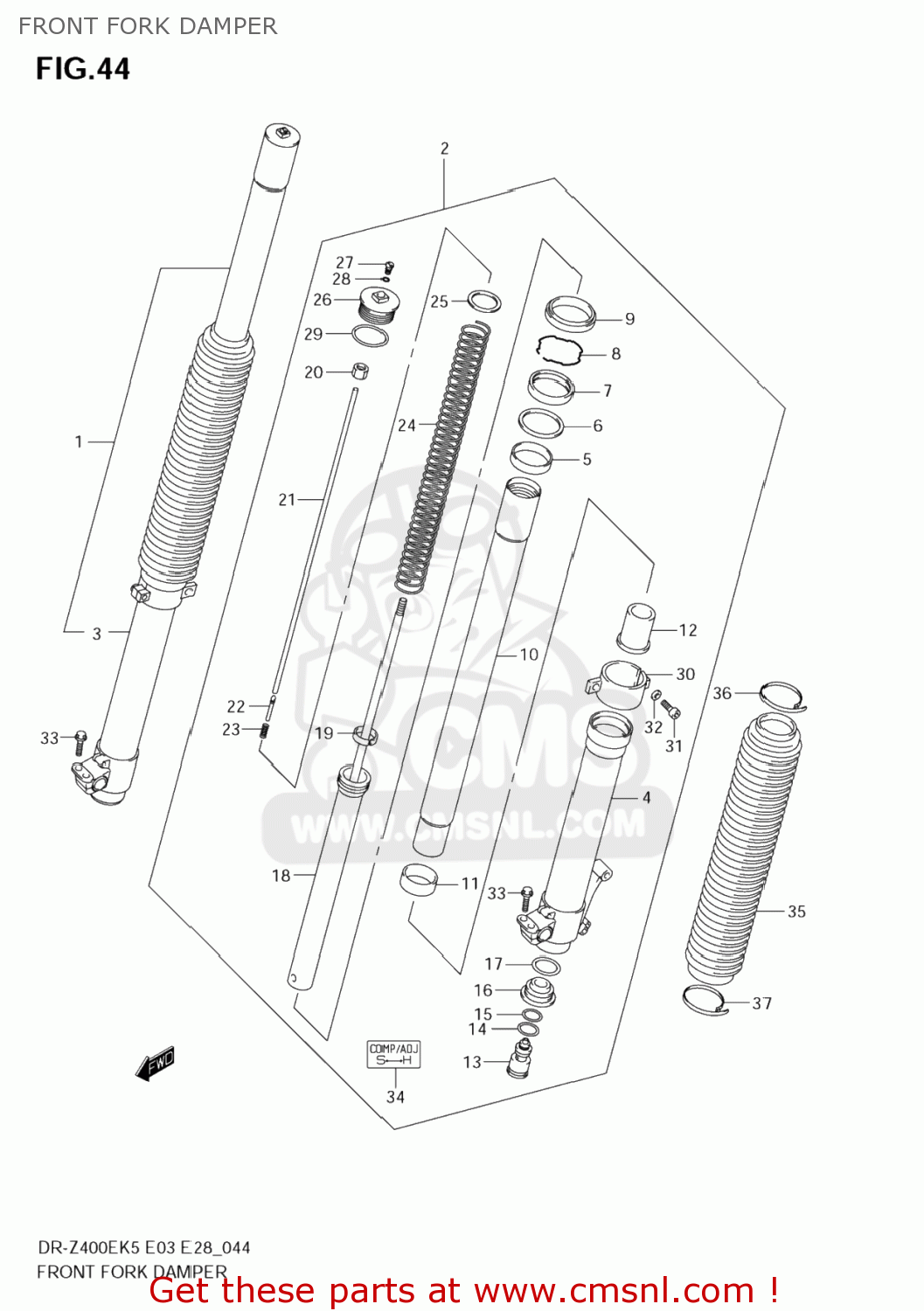 FRONT FORK DAMPER DR-Z400E 2006 (K6) USA (E03) DRZ400E DR Z400E
