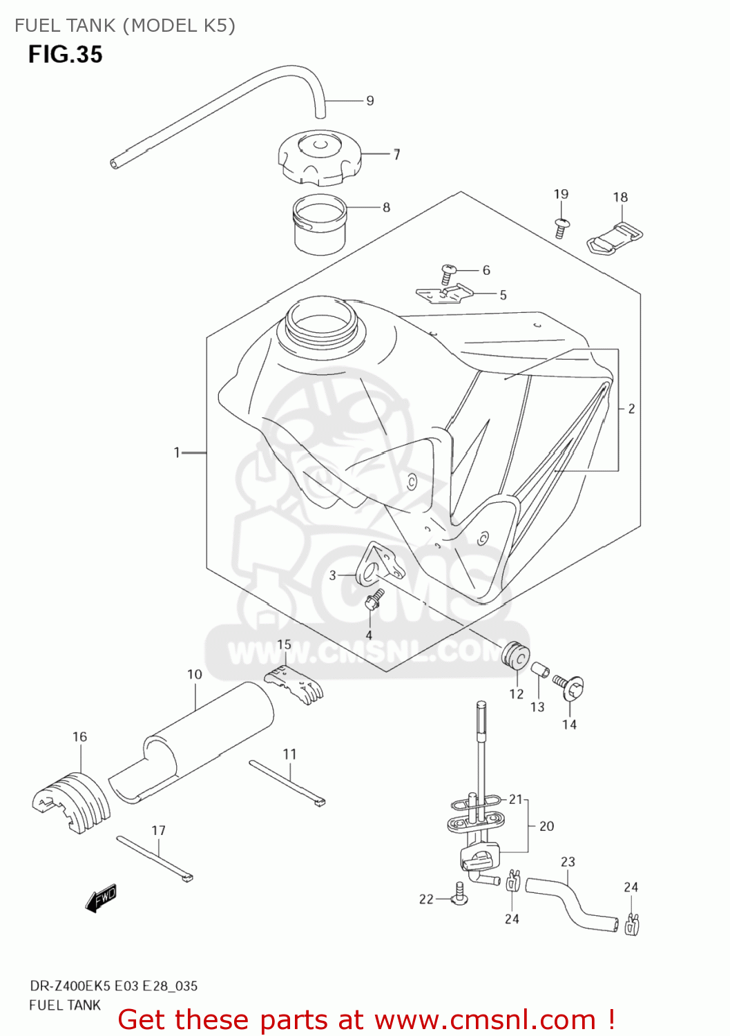 FUEL TANK (MODEL K5) DR-Z400E 2006 (K6) USA (E03) DRZ400E DR Z400E