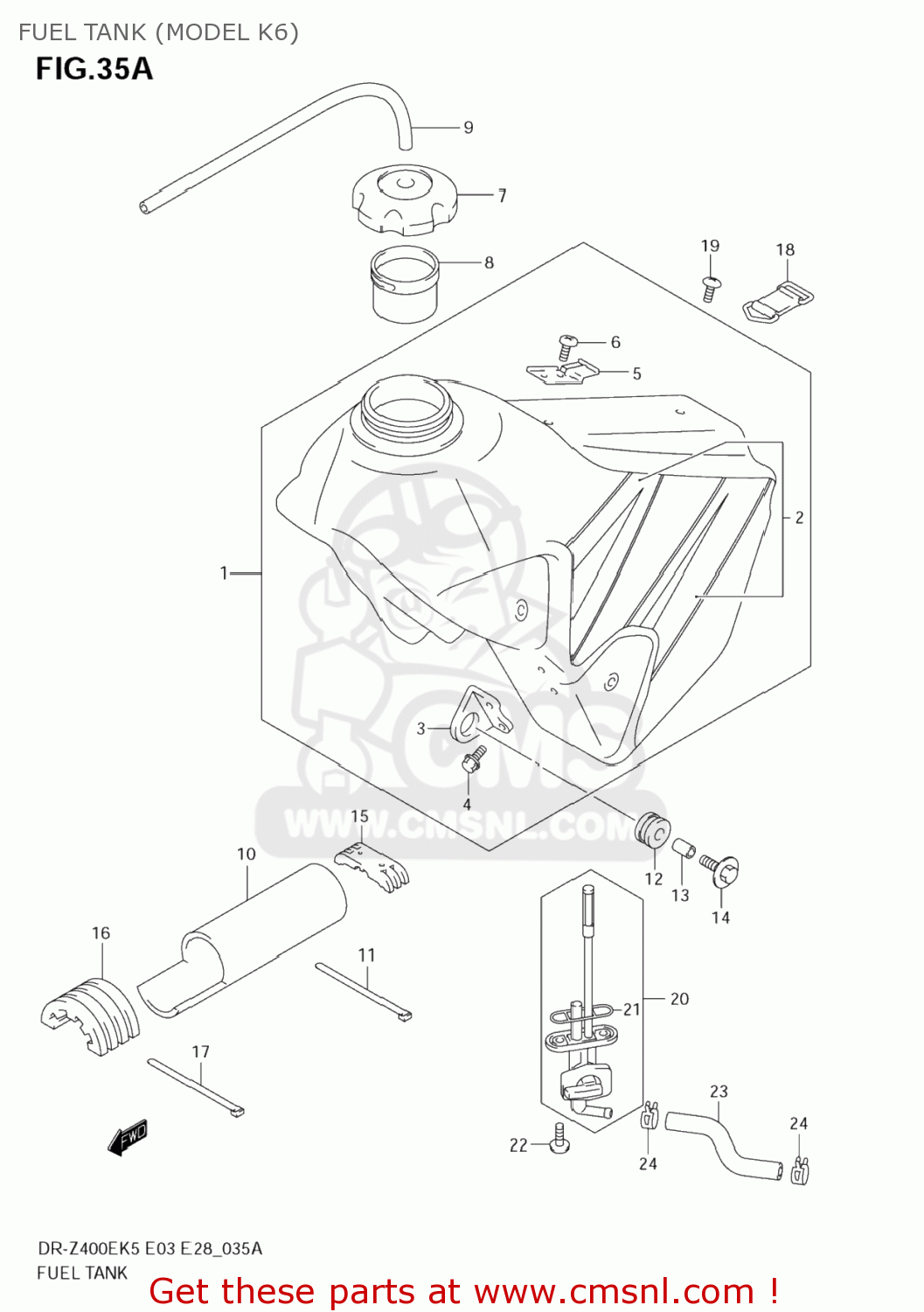 FUEL TANK (MODEL K6) DR-Z400E 2006 (K6) USA (E03) DRZ400E DR Z400E