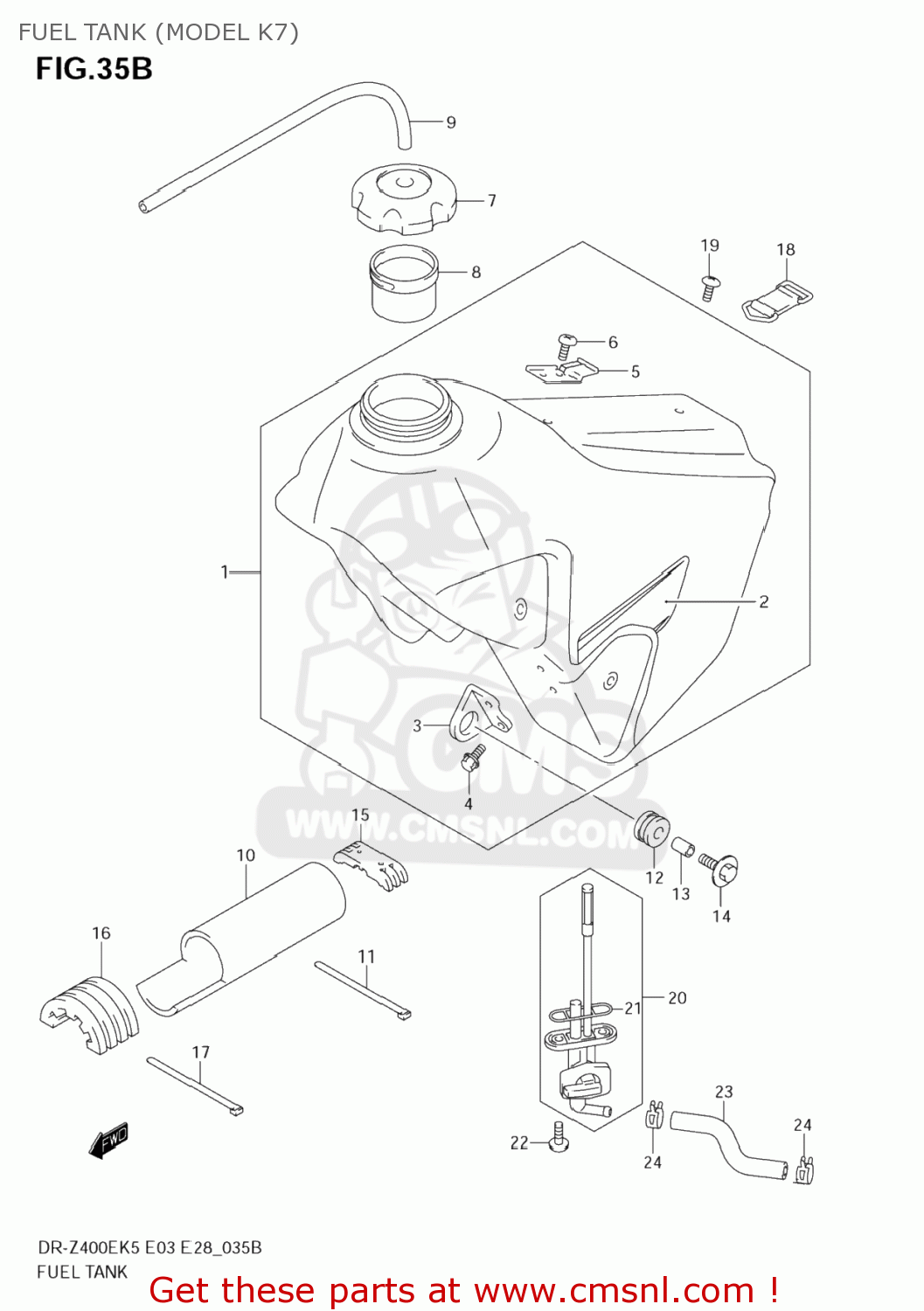 FUEL TANK (MODEL K7) DR-Z400E 2006 (K6) USA (E03) DRZ400E DR Z400E