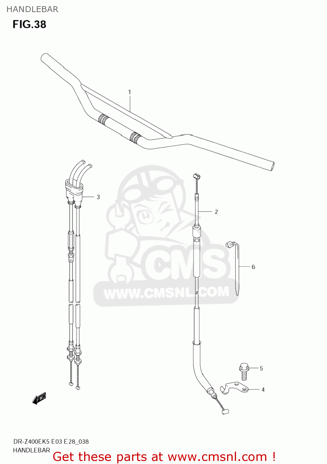 HANDLEBAR DR-Z400E 2006 (K6) USA (E03) DRZ400E DR Z400E
