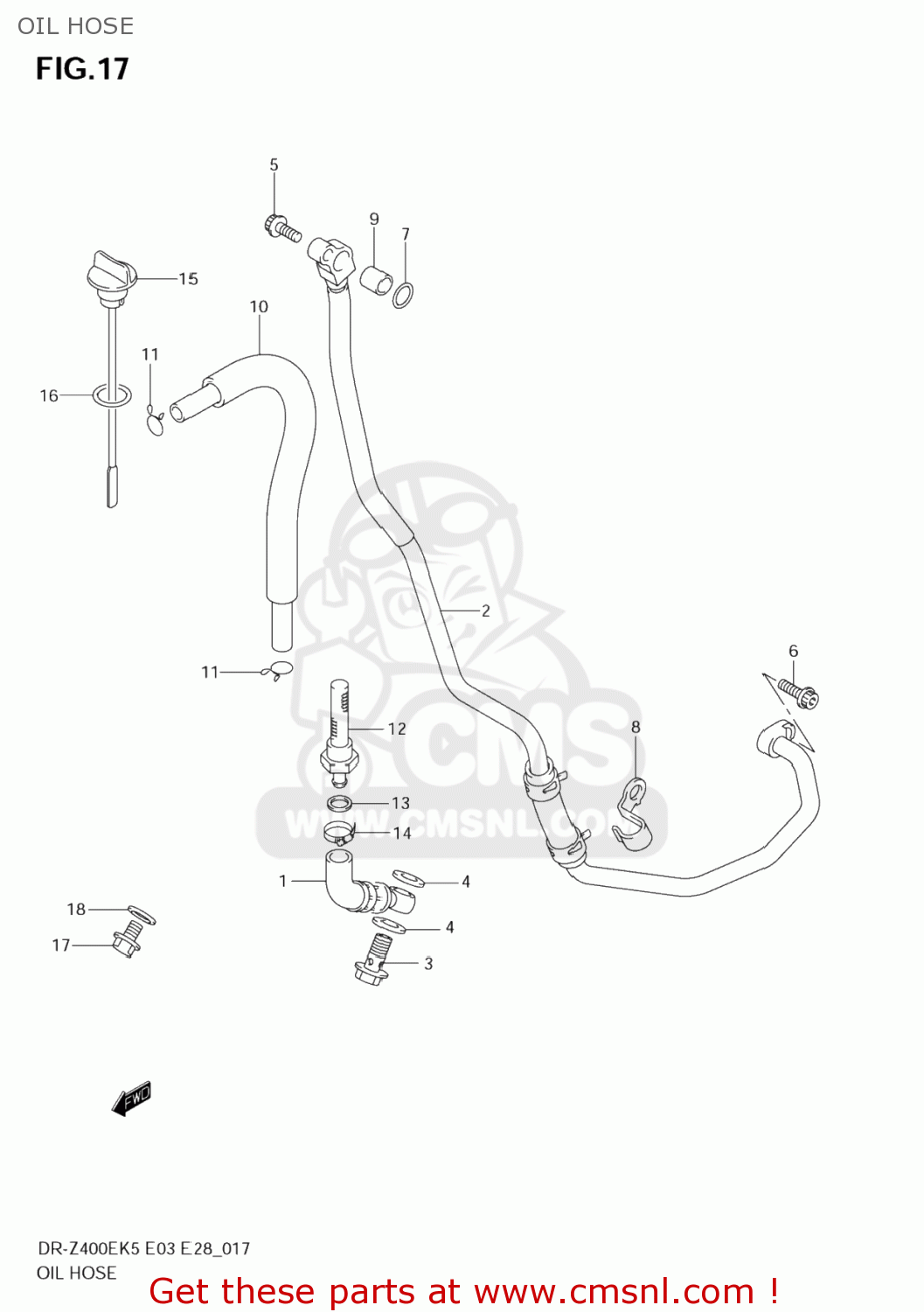 OIL HOSE DR-Z400E 2006 (K6) USA (E03) DRZ400E DR Z400E