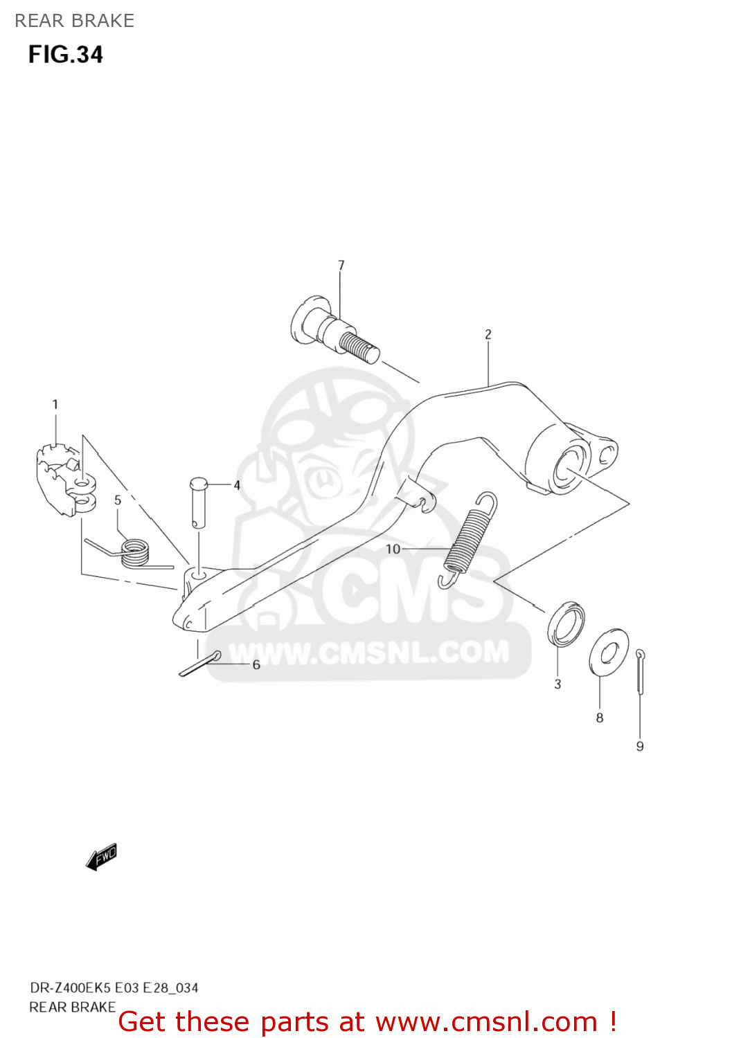 REAR BRAKE DR-Z400E 2006 (K6) USA (E03) DRZ400E DR Z400E