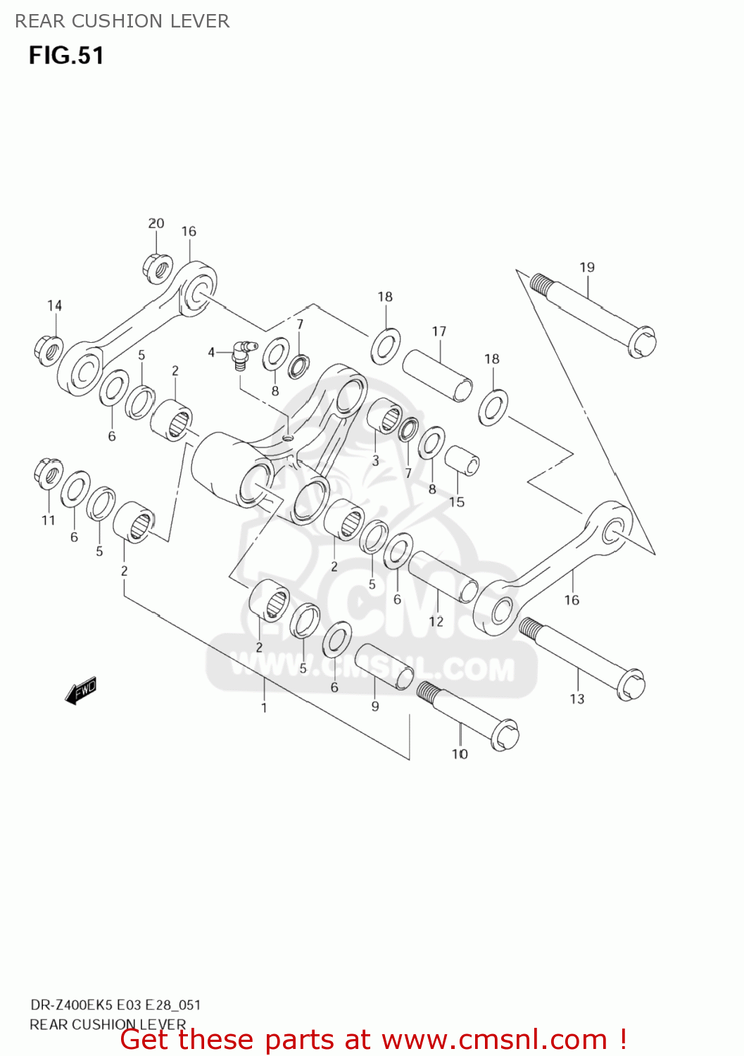 REAR CUSHION LEVER DR-Z400E 2006 (K6) USA (E03) DRZ400E DR Z400E
