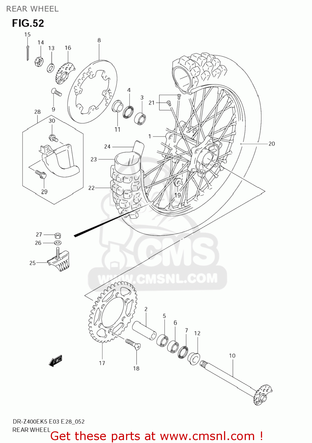 REAR WHEEL DR-Z400E 2006 (K6) USA (E03) DRZ400E DR Z400E