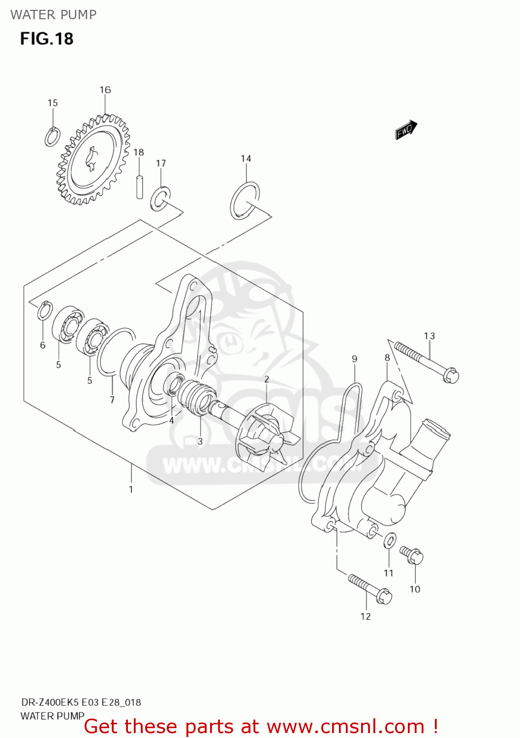 WATER PUMP DR-Z400E 2006 (K6) USA (E03) DRZ400E DR Z400E