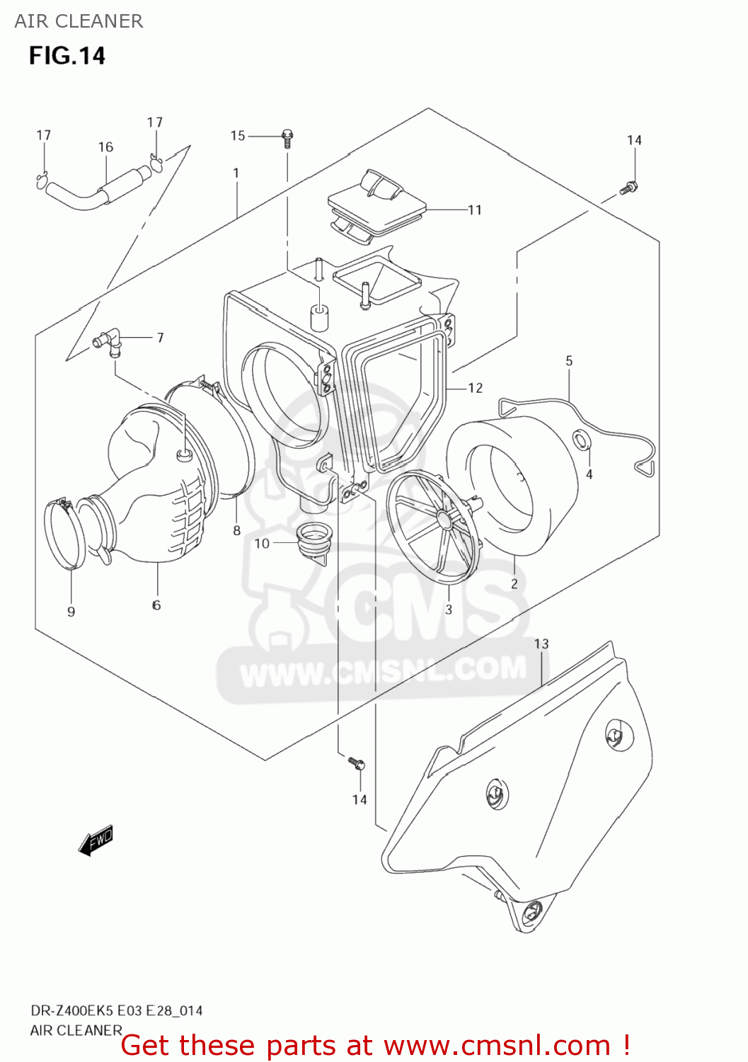 AIR CLEANER DR-Z400E 2007 (K7) USA (E03) DRZ400E DR Z400E