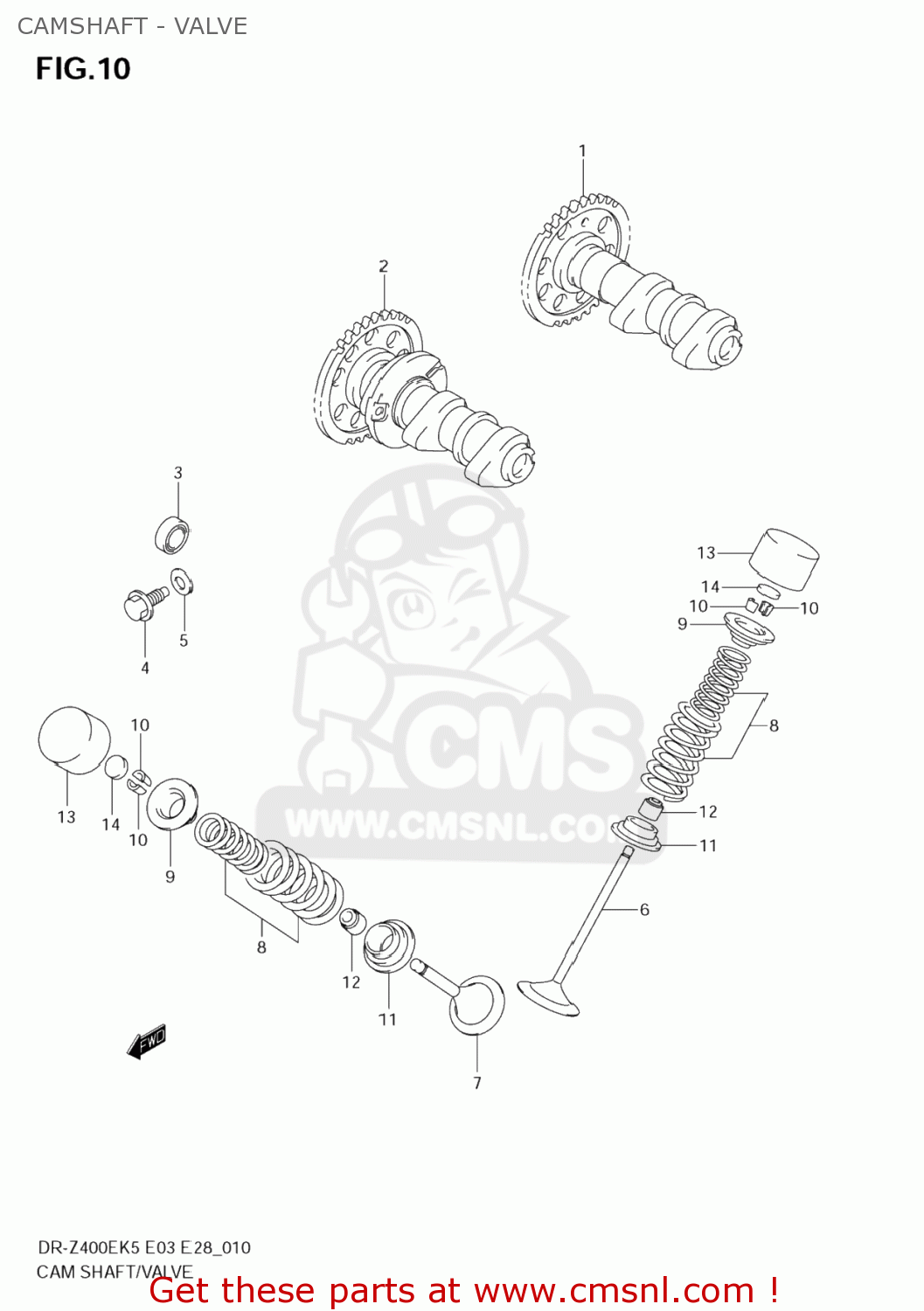 CAMSHAFT - VALVE DR-Z400E 2007 (K7) USA (E03) DRZ400E DR Z400E