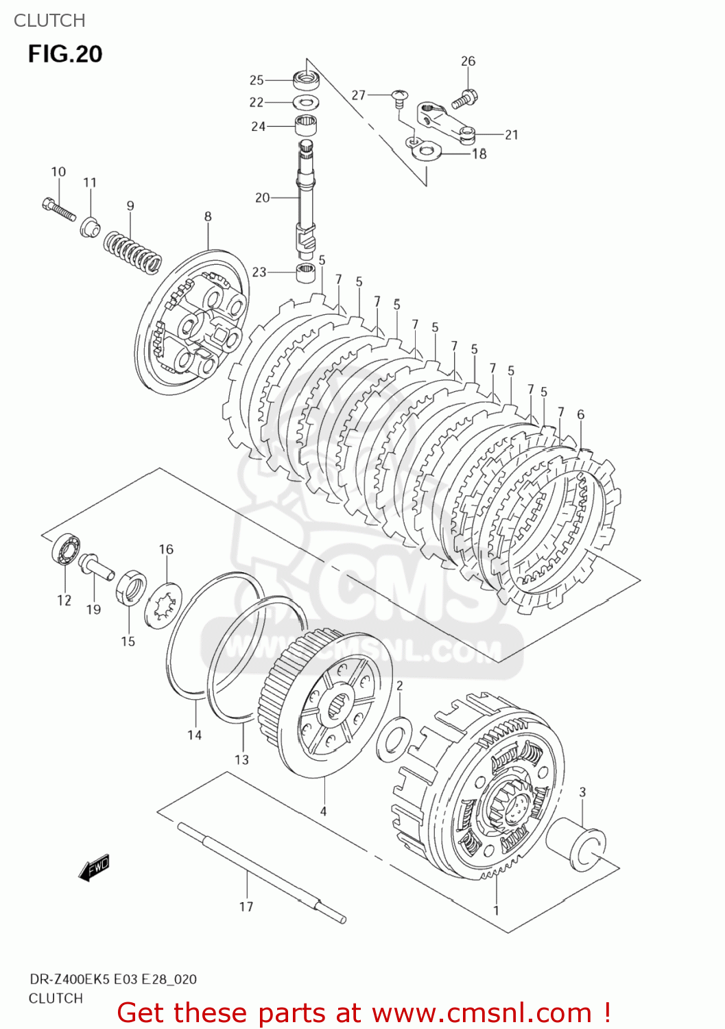 CLUTCH DR-Z400E 2007 (K7) USA (E03) DRZ400E DR Z400E