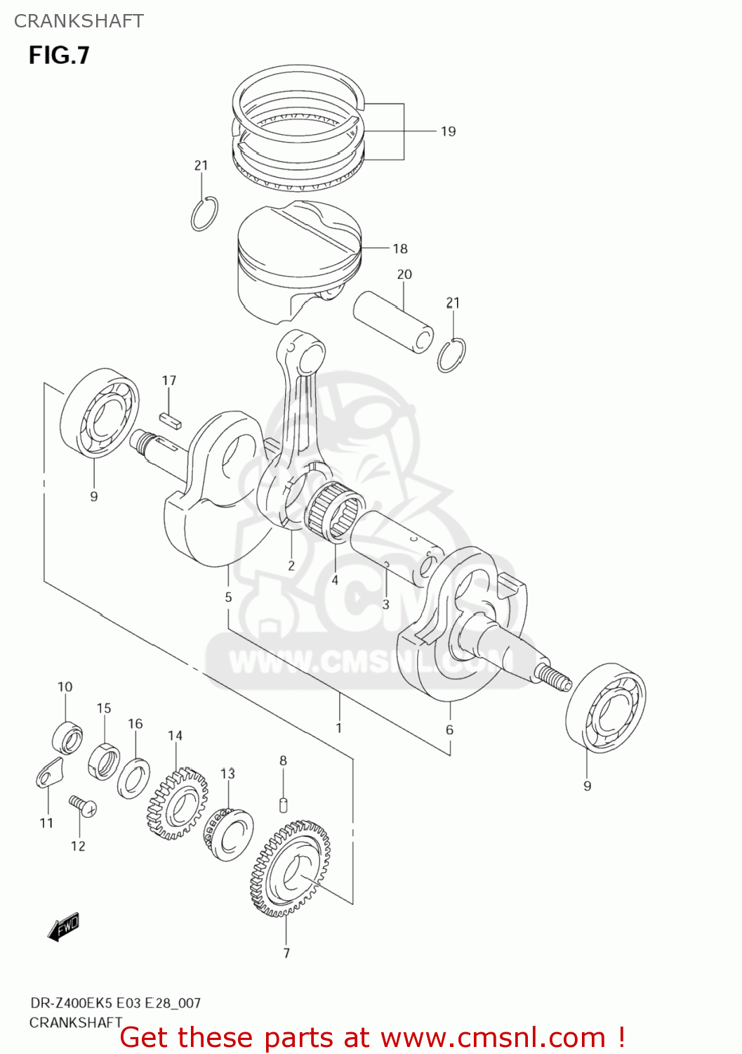 CRANKSHAFT DR-Z400E 2007 (K7) USA (E03) DRZ400E DR Z400E