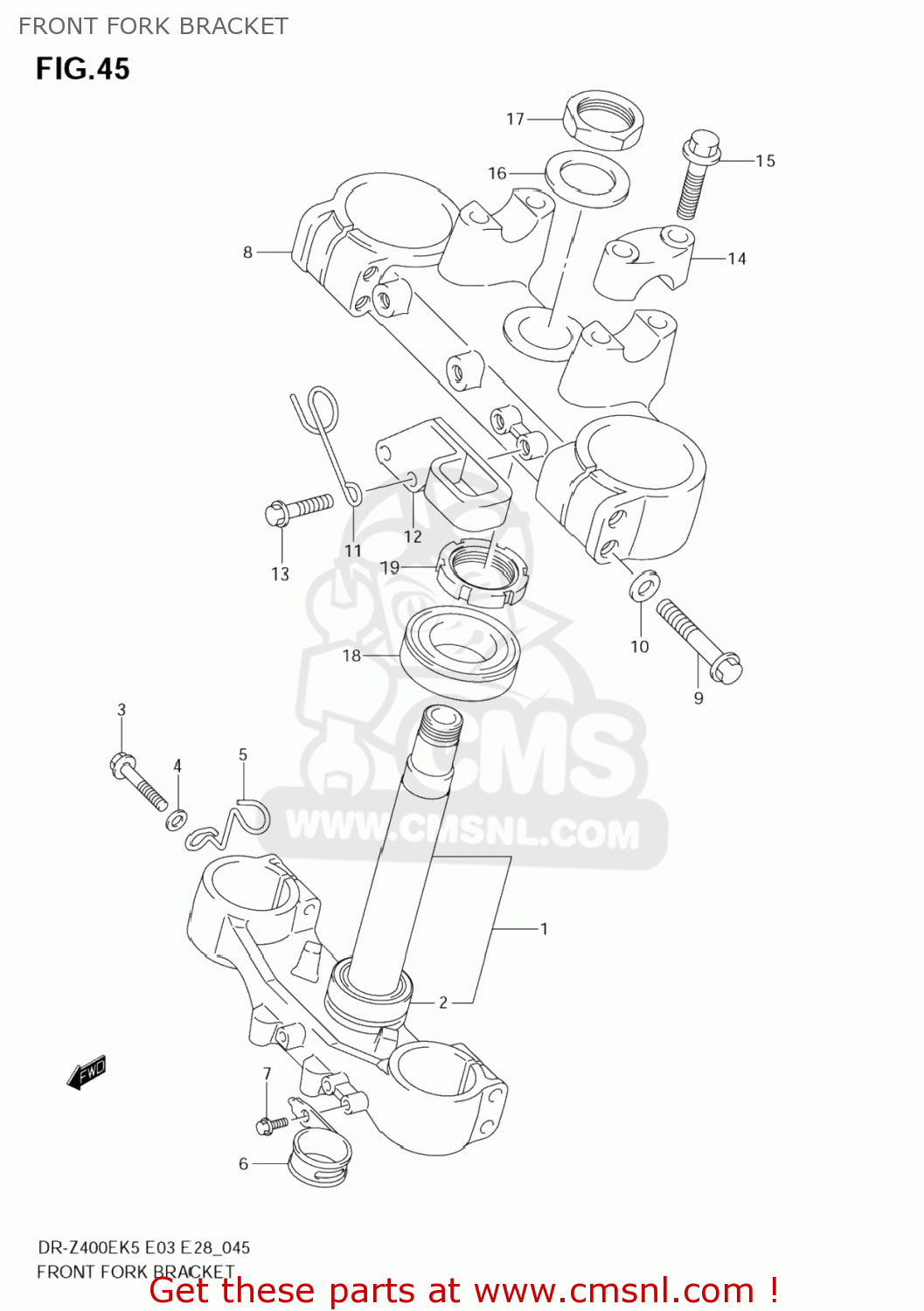 FRONT FORK BRACKET DR-Z400E 2007 (K7) USA (E03) DRZ400E DR Z400E