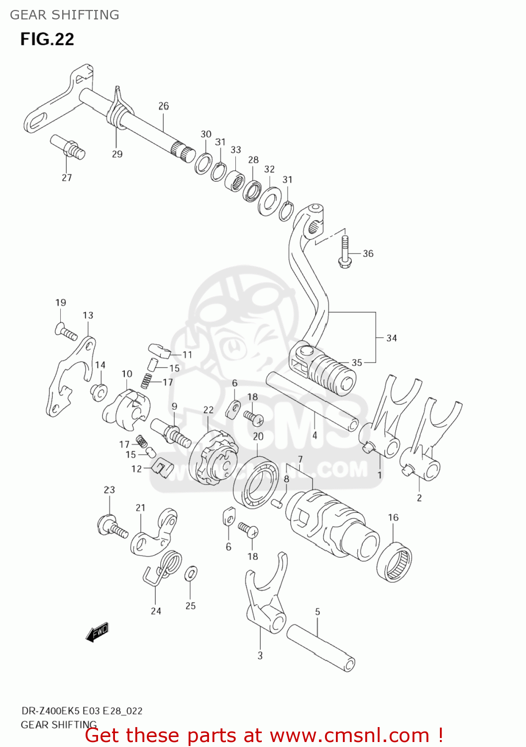 GEAR SHIFTING DR-Z400E 2007 (K7) USA (E03) DRZ400E DR Z400E