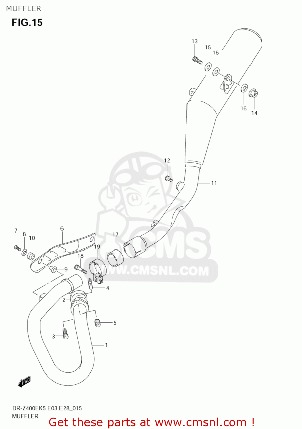 MUFFLER DR-Z400E 2007 (K7) USA (E03) DRZ400E DR Z400E