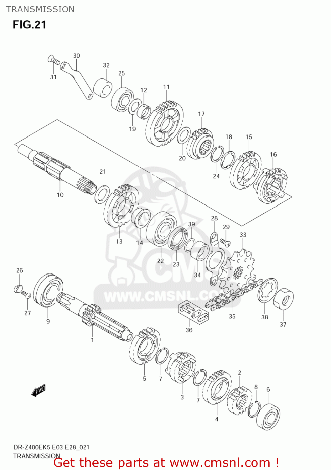 TRANSMISSION DR-Z400E 2007 (K7) USA (E03) DRZ400E DR Z400E