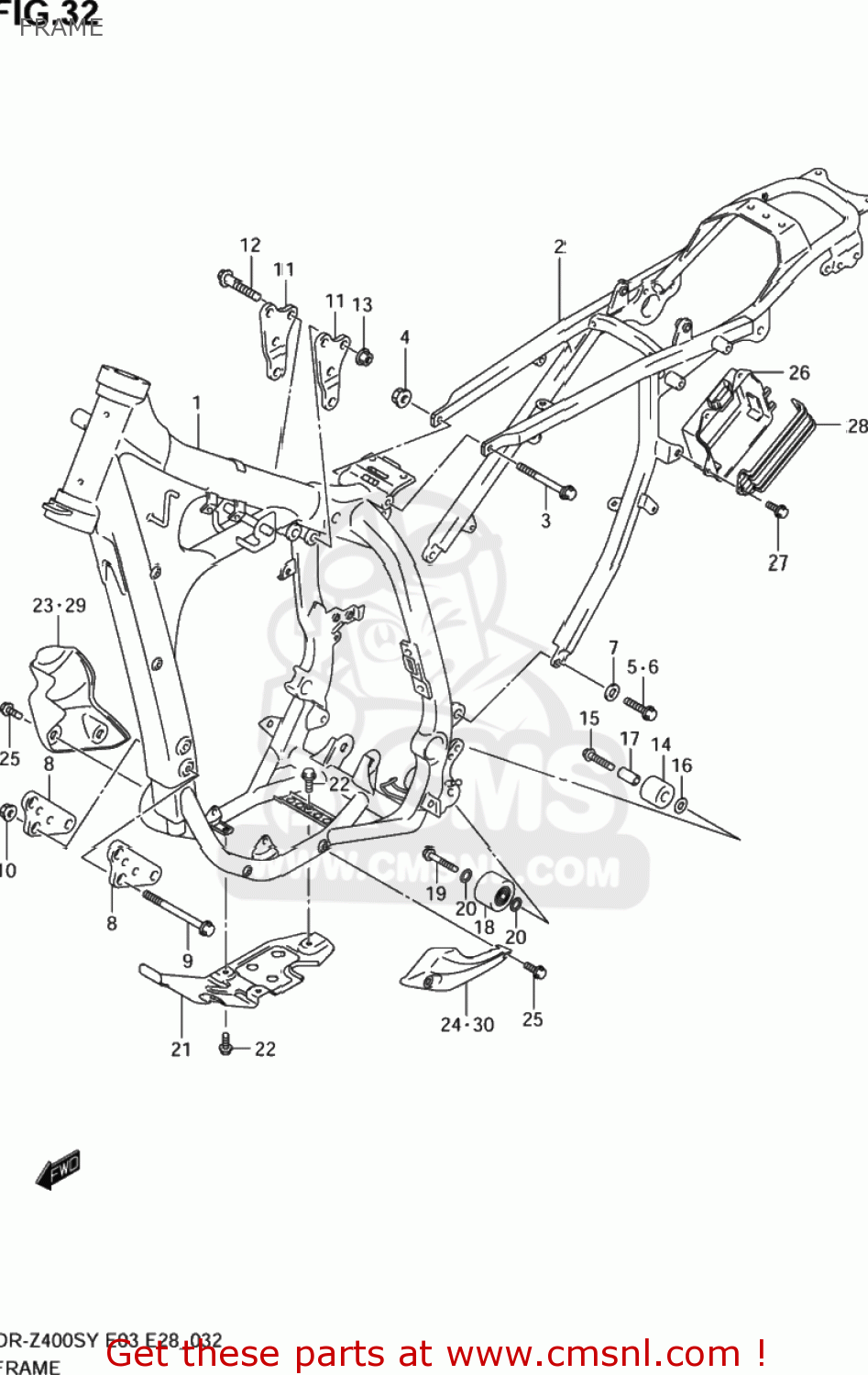 FRAME DR-Z400S 2000 (Y) USA (E03) DRZ400S DR Z400S