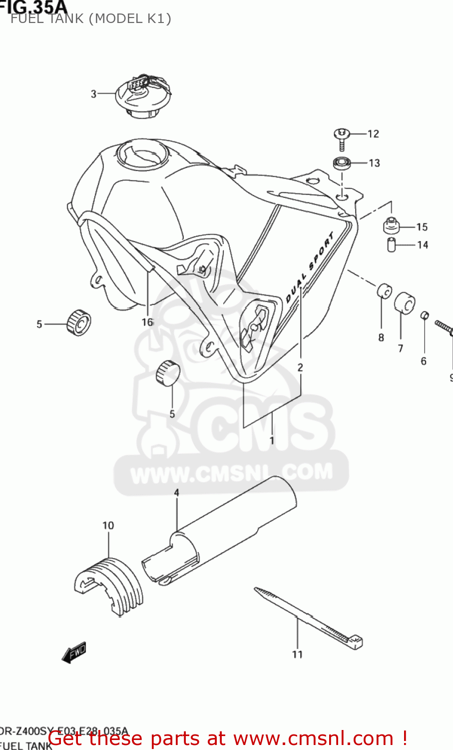 FUEL TANK (MODEL K1) DR-Z400S 2000 (Y) USA (E03) DRZ400S DR Z400S