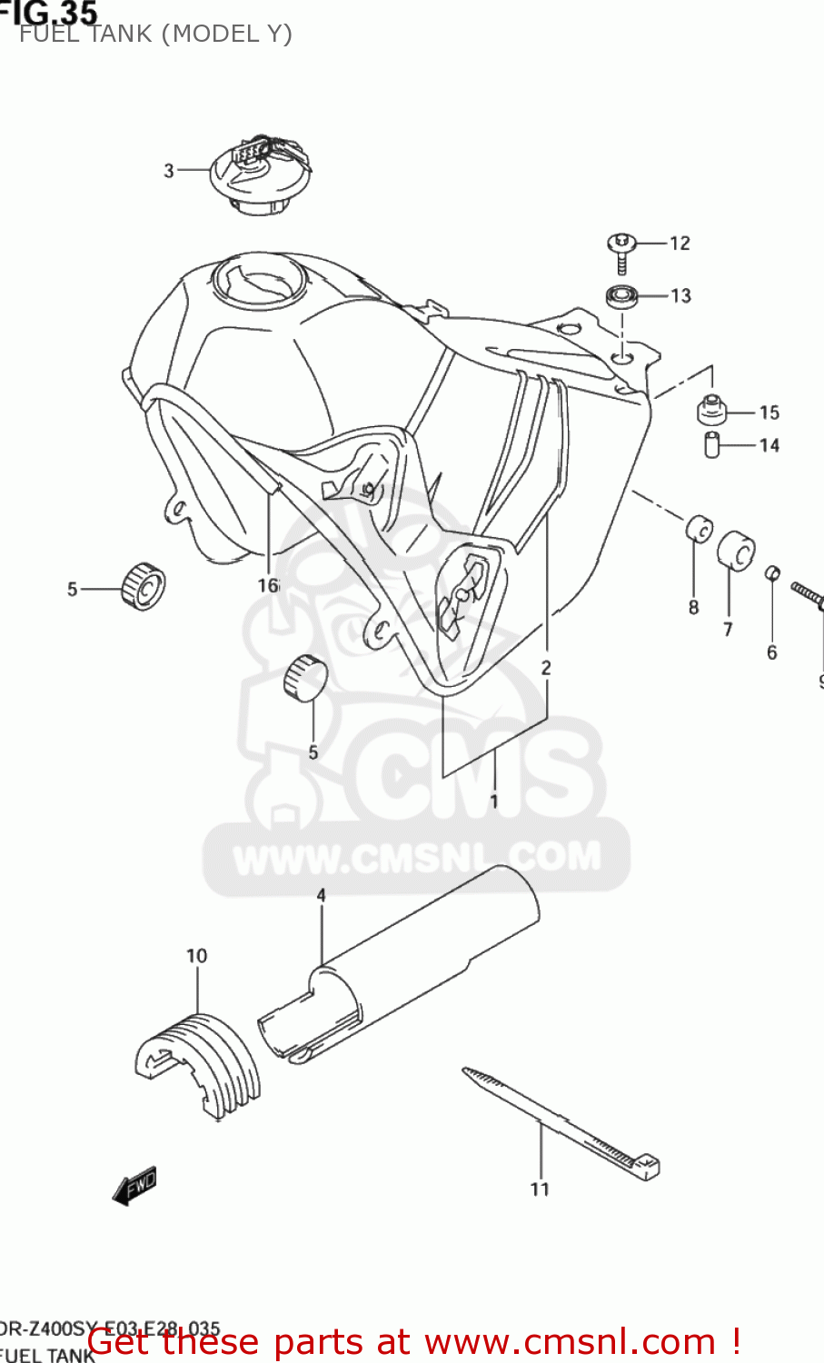 FUEL TANK (MODEL Y) DR-Z400S 2000 (Y) USA (E03) DRZ400S DR Z400S