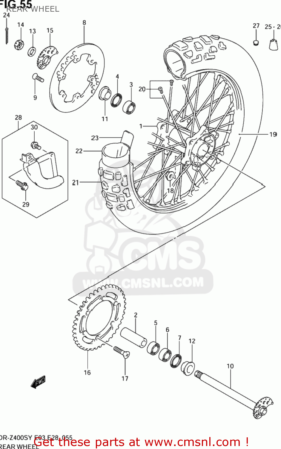 REAR WHEEL DR-Z400S 2000 (Y) USA (E03) DRZ400S DR Z400S