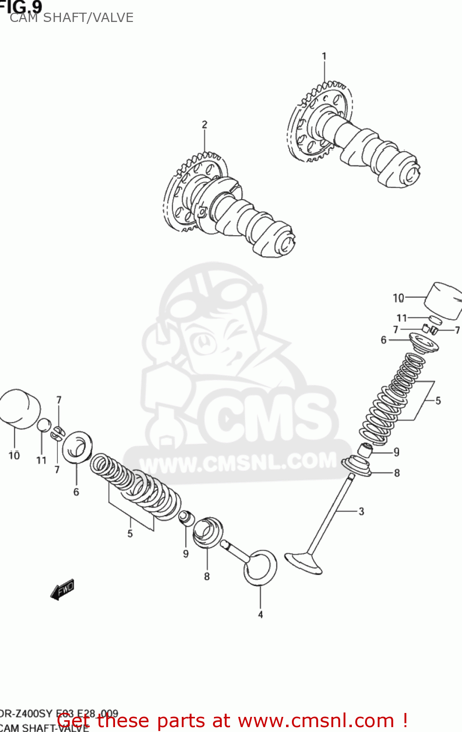CAM SHAFT/VALVE DR-Z400S 2001 (K1) USA (E03) DRZ400S DR Z400S