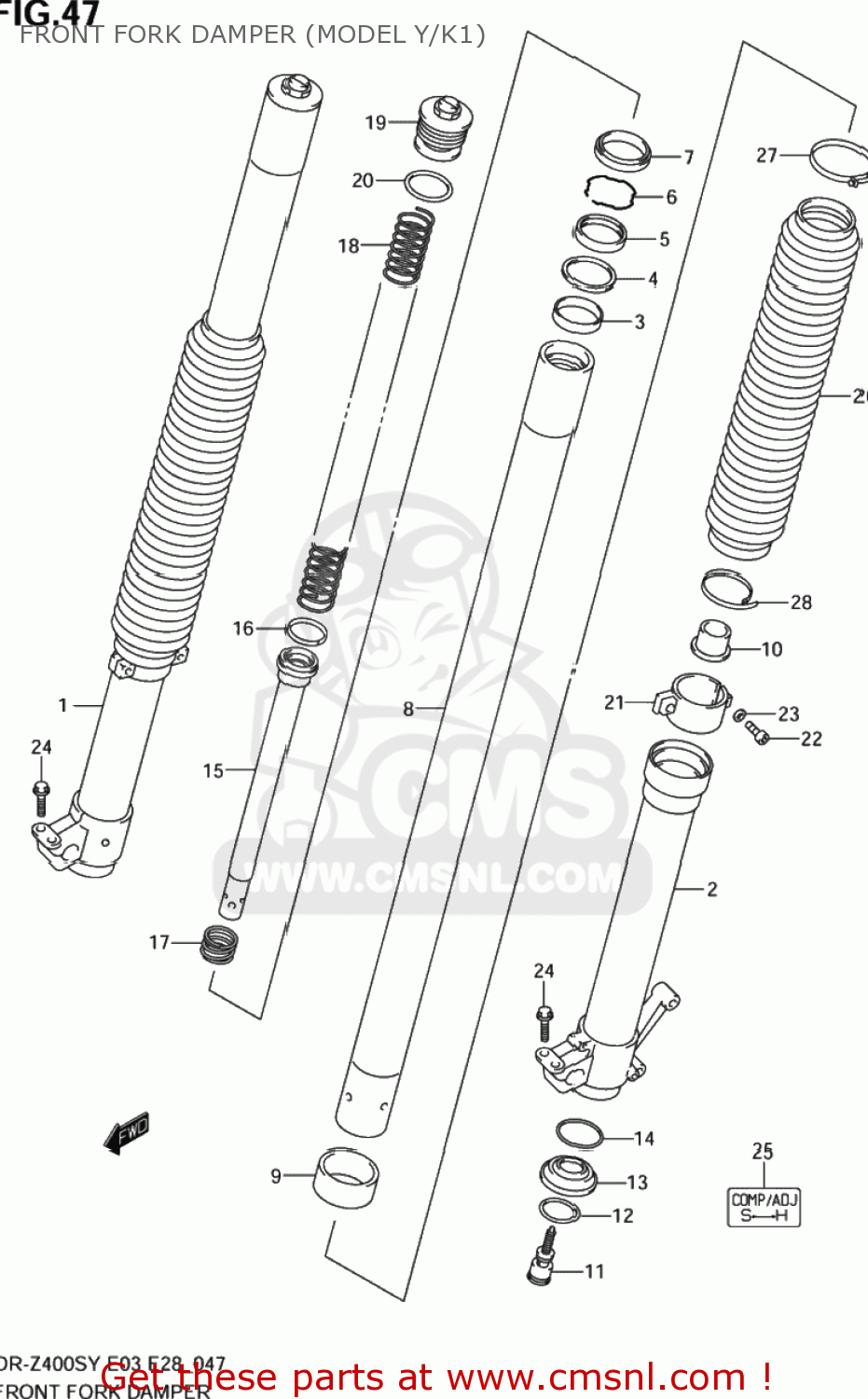 FRONT FORK DAMPER (MODEL Y/K1) DR-Z400S 2001 (K1) USA (E03) DRZ400S DR Z400S
