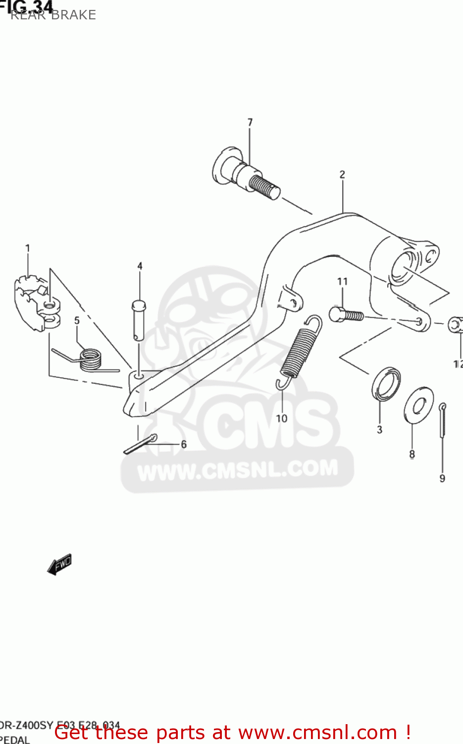 REAR BRAKE DR-Z400S 2001 (K1) USA (E03) DRZ400S DR Z400S
