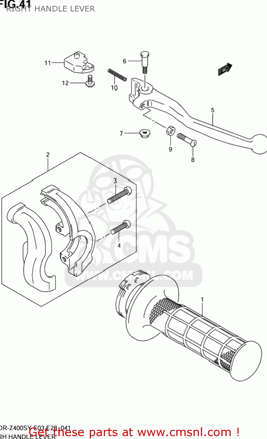 RIGHT HANDLE LEVER DR-Z400S 2001 (K1) USA (E03) DRZ400S DR Z400S