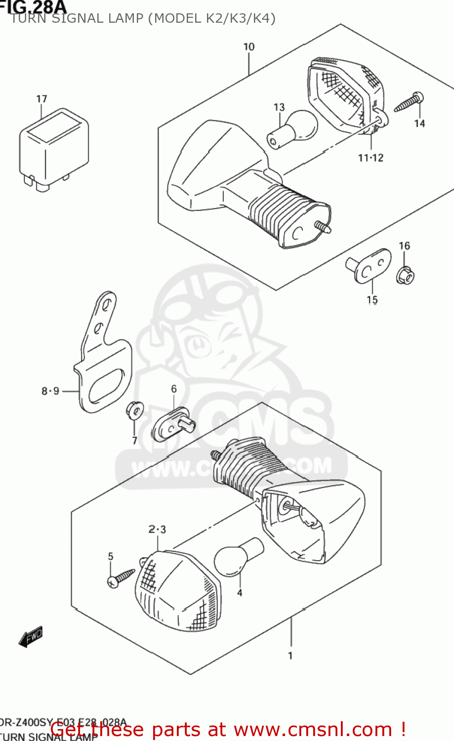 TURN SIGNAL LAMP (MODEL K2/K3/K4) DR-Z400S 2001 (K1) USA (E03) DRZ400S DR Z400S