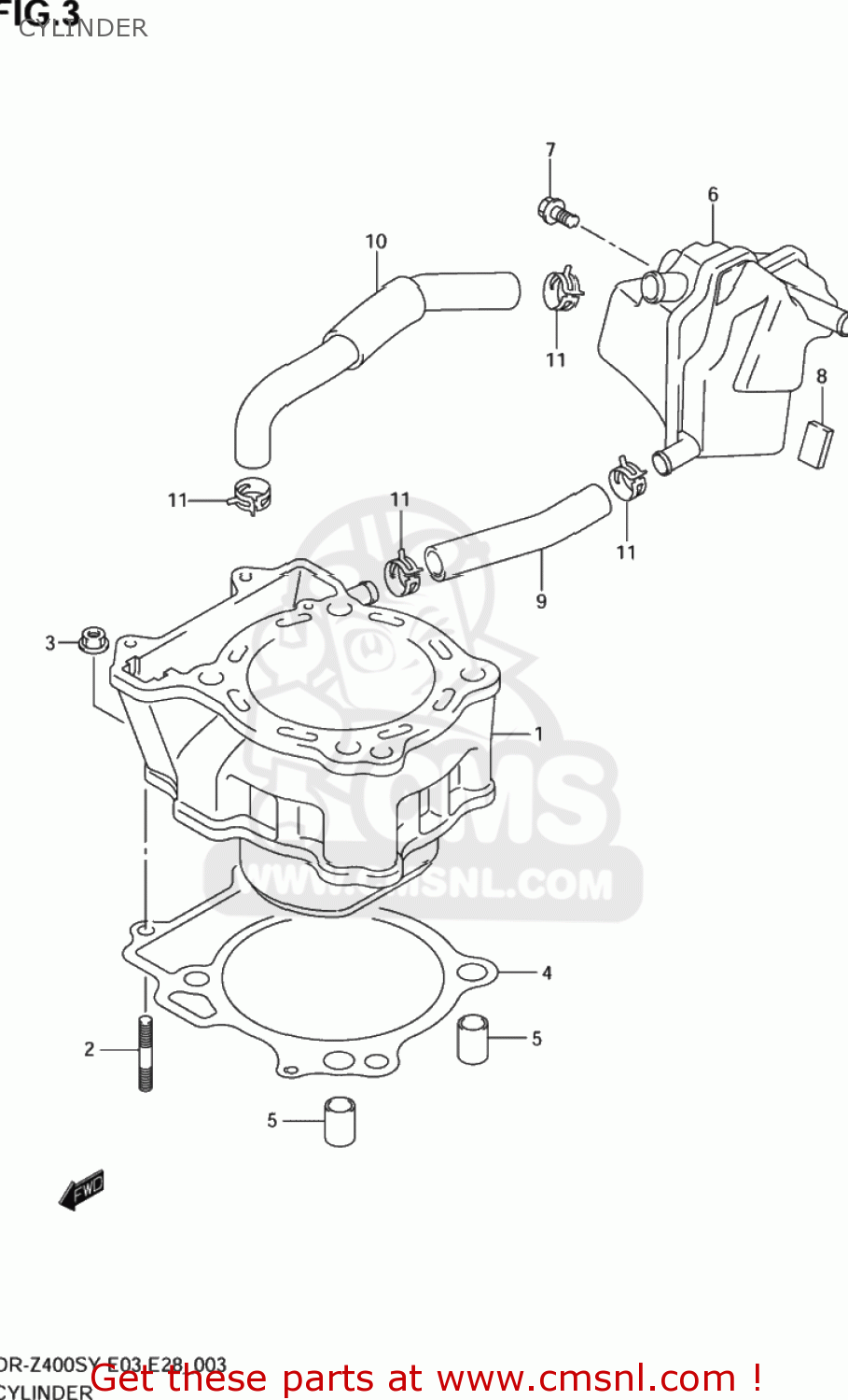 CYLINDER DR-Z400S 2002 (K2) USA (E03) DRZ400S DR Z400S
