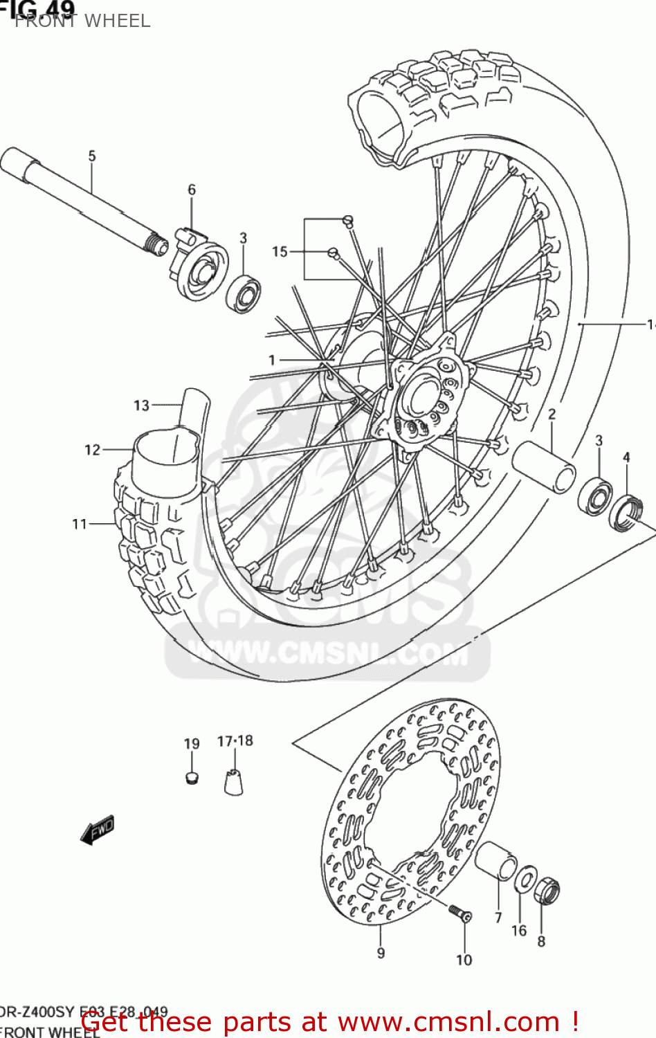 FRONT WHEEL DR-Z400S 2002 (K2) USA (E03) DRZ400S DR Z400S