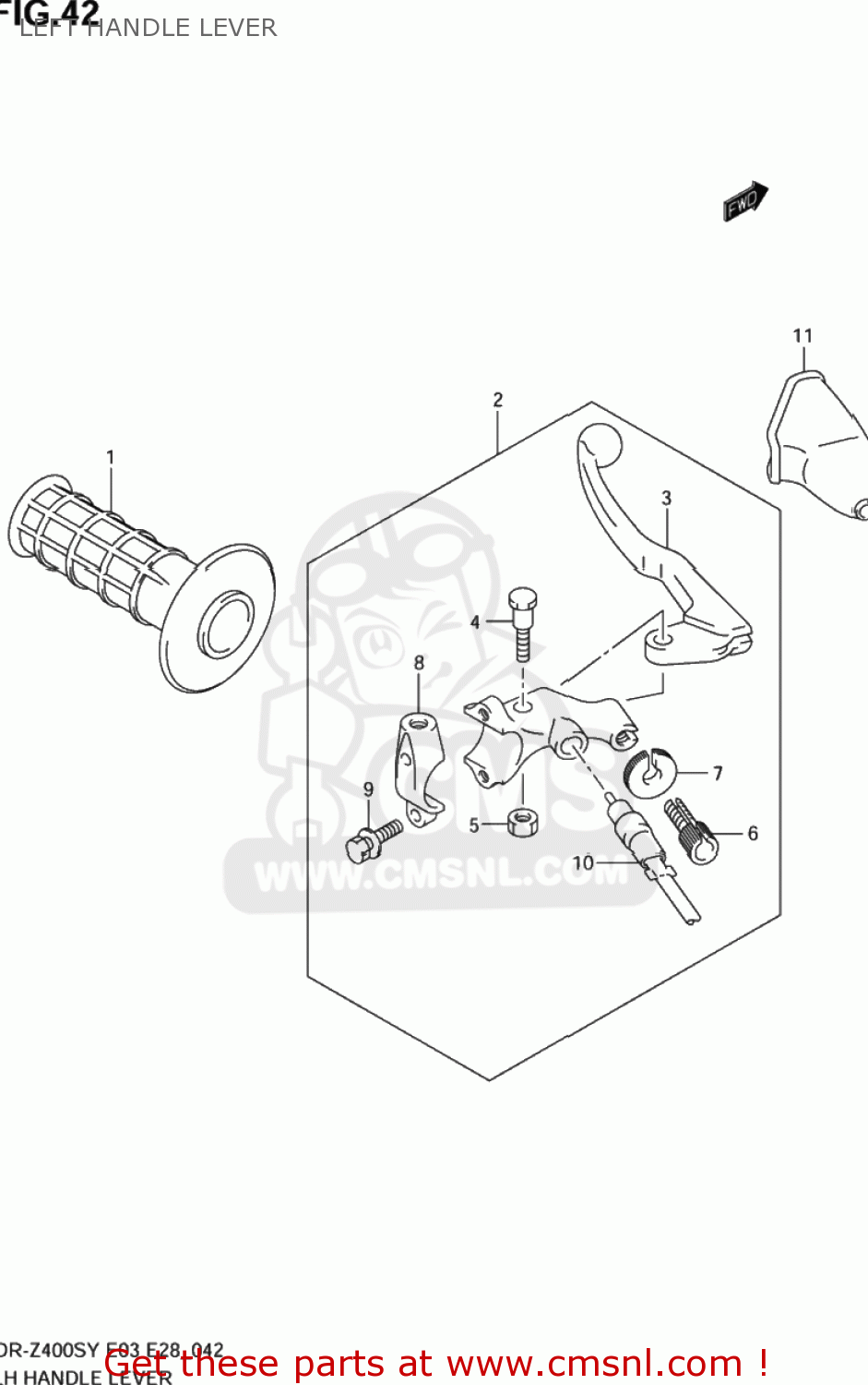 LEFT HANDLE LEVER DR-Z400S 2002 (K2) USA (E03) DRZ400S DR Z400S