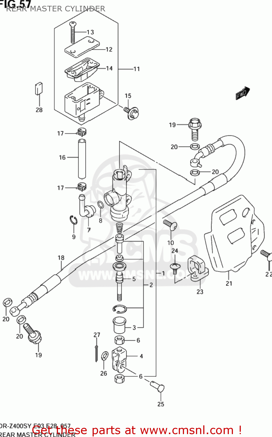 REAR MASTER CYLINDER DR-Z400S 2002 (K2) USA (E03) DRZ400S DR Z400S