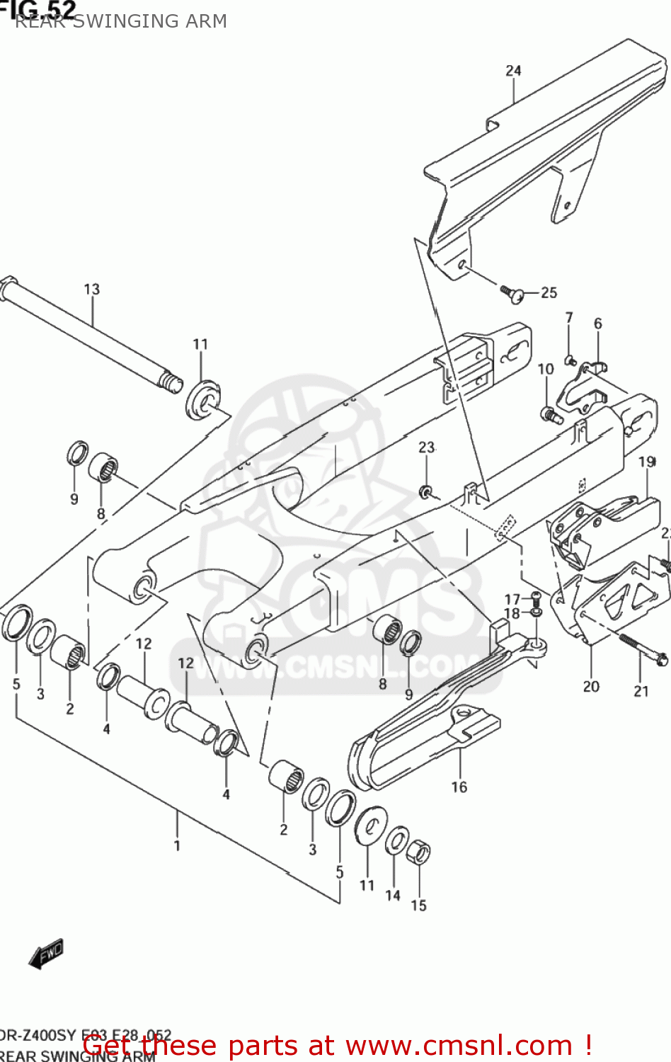 REAR SWINGING ARM DR-Z400S 2002 (K2) USA (E03) DRZ400S DR Z400S