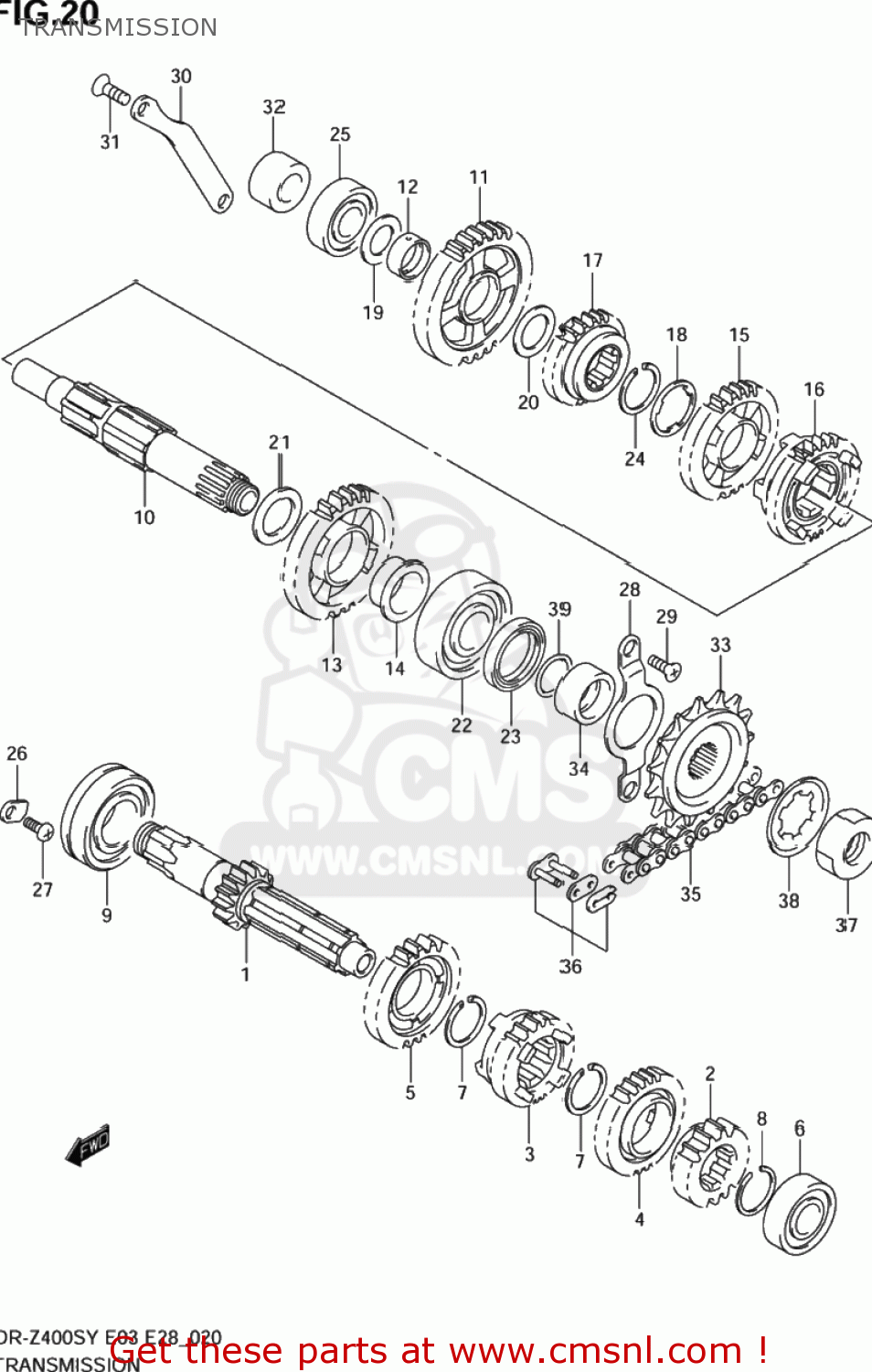 TRANSMISSION DR-Z400S 2002 (K2) USA (E03) DRZ400S DR Z400S