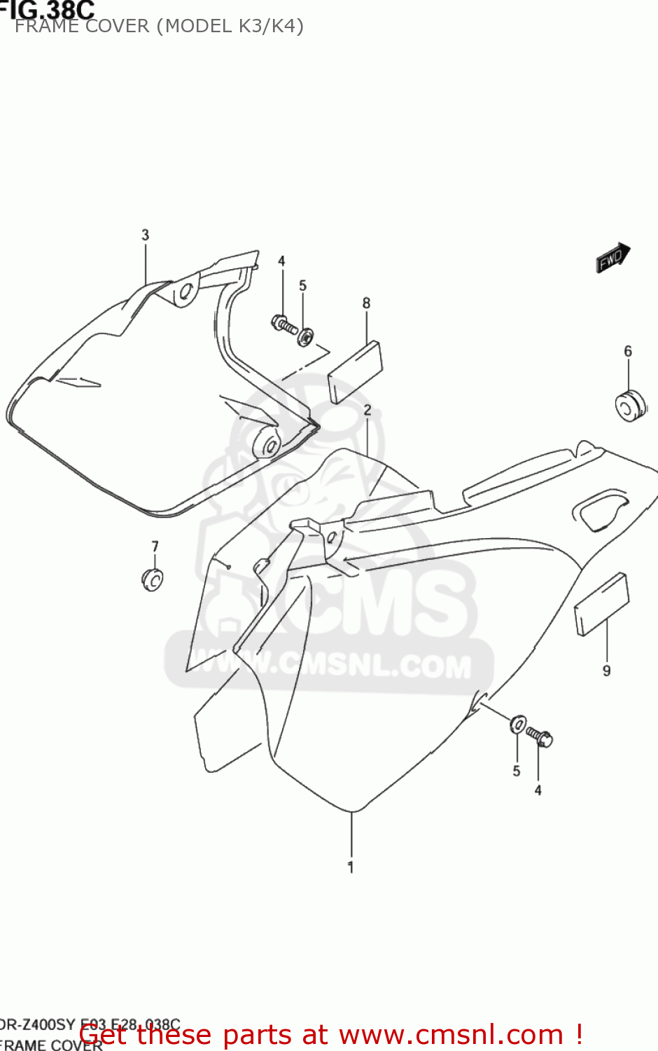 FRAME COVER (MODEL K3/K4) DR-Z400S 2003 (K3) USA (E03) DRZ400S DR Z400S