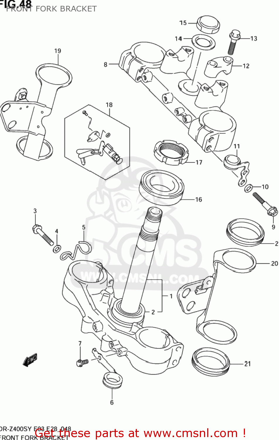 FRONT FORK BRACKET DR-Z400S 2003 (K3) USA (E03) DRZ400S DR Z400S