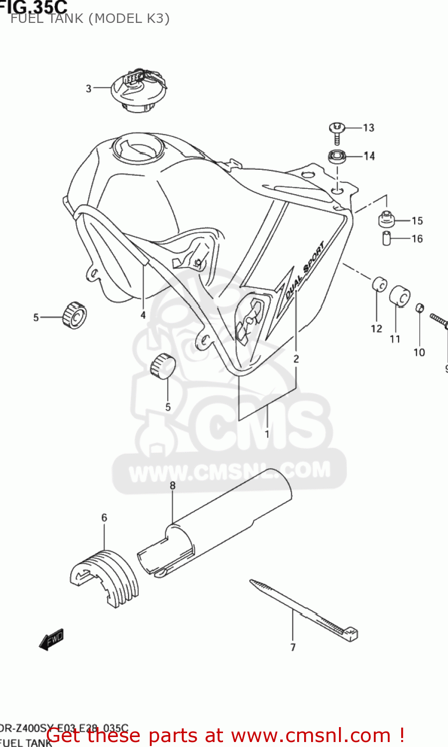 FUEL TANK (MODEL K3) DR-Z400S 2003 (K3) USA (E03) DRZ400S DR Z400S