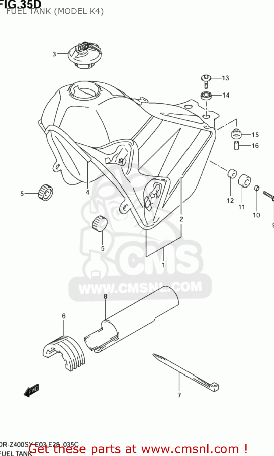 FUEL TANK (MODEL K4) DR-Z400S 2003 (K3) USA (E03) DRZ400S DR Z400S