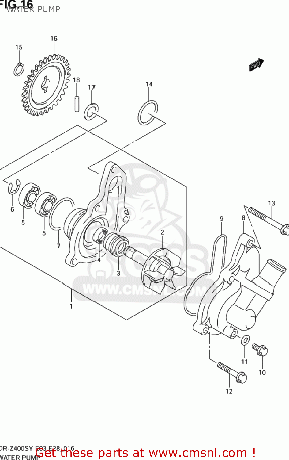 WATER PUMP DR-Z400S 2003 (K3) USA (E03) DRZ400S DR Z400S