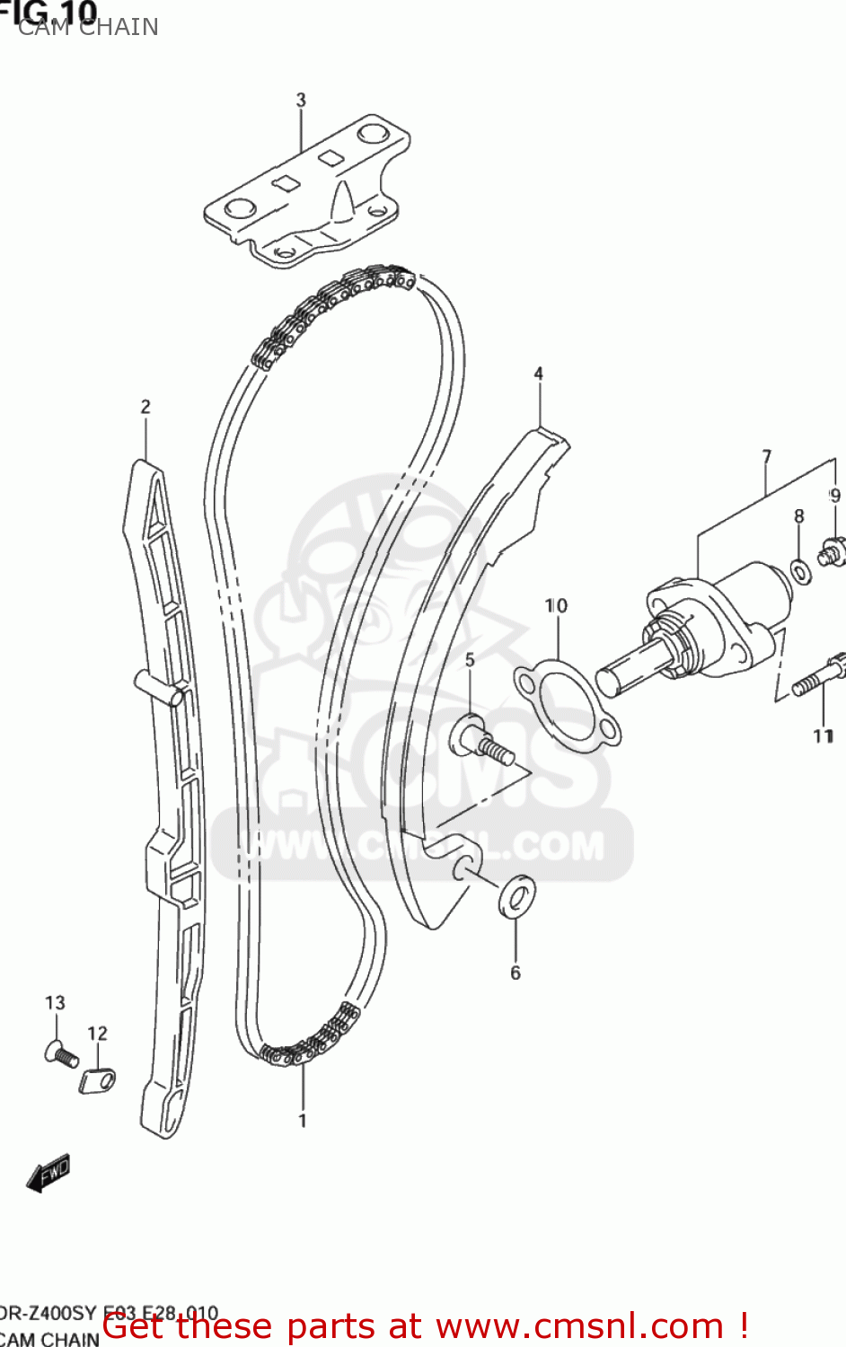 CAM CHAIN DR-Z400S 2004 (K4) USA (E03) DRZ400S DR Z400S