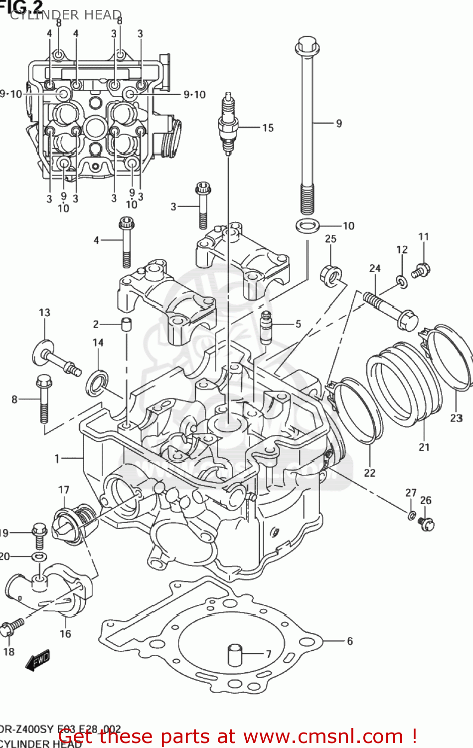 CYLINDER HEAD DR-Z400S 2004 (K4) USA (E03) DRZ400S DR Z400S