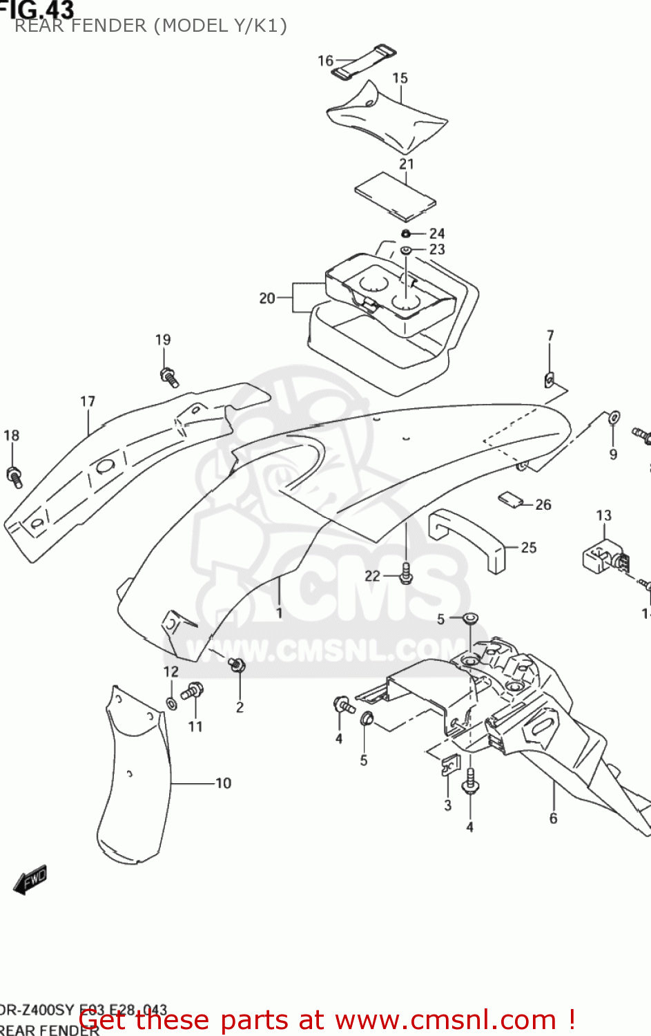 REAR FENDER (MODEL Y/K1) DR-Z400S 2004 (K4) USA (E03) DRZ400S DR Z400S
