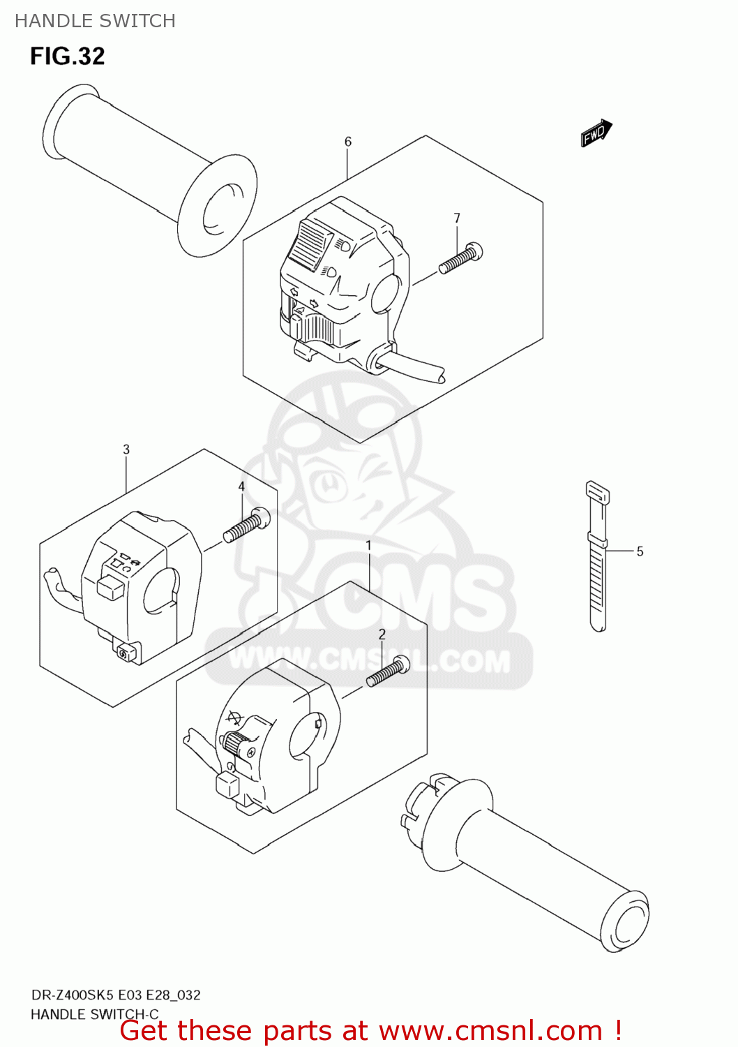 HANDLE SWITCH DR-Z400S 2005 (K5) USA (E03) DRZ400S DR Z400S