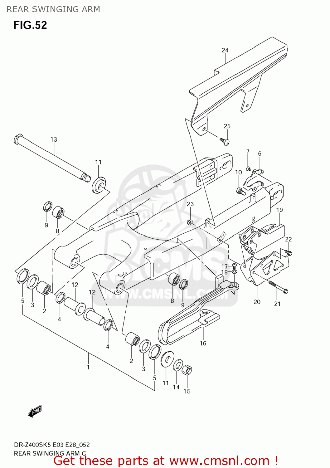 REAR SWINGING ARM DR-Z400S 2005 (K5) USA (E03) DRZ400S DR Z400S