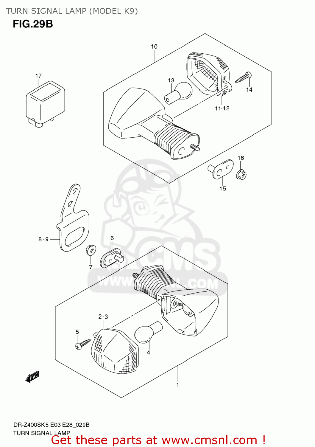 TURN SIGNAL LAMP (MODEL K9) DR-Z400S 2005 (K5) USA (E03) DRZ400S DR Z400S