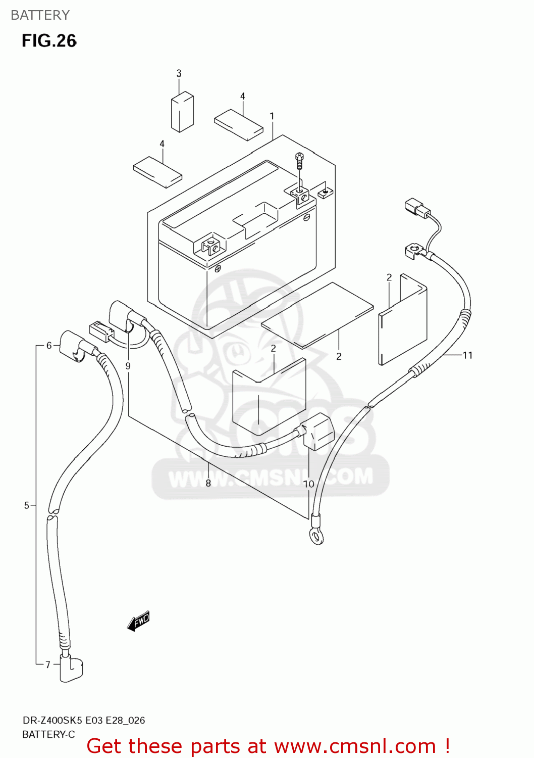 BATTERY DR-Z400S 2006 (K6) USA (E03) DRZ400S DR Z400S