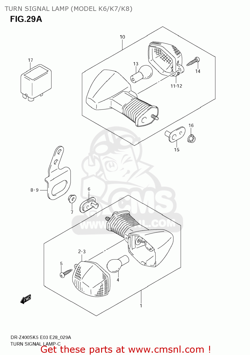 TURN SIGNAL LAMP (MODEL K6/K7/K8) DR-Z400S 2006 (K6) USA (E03) DRZ400S DR Z400S